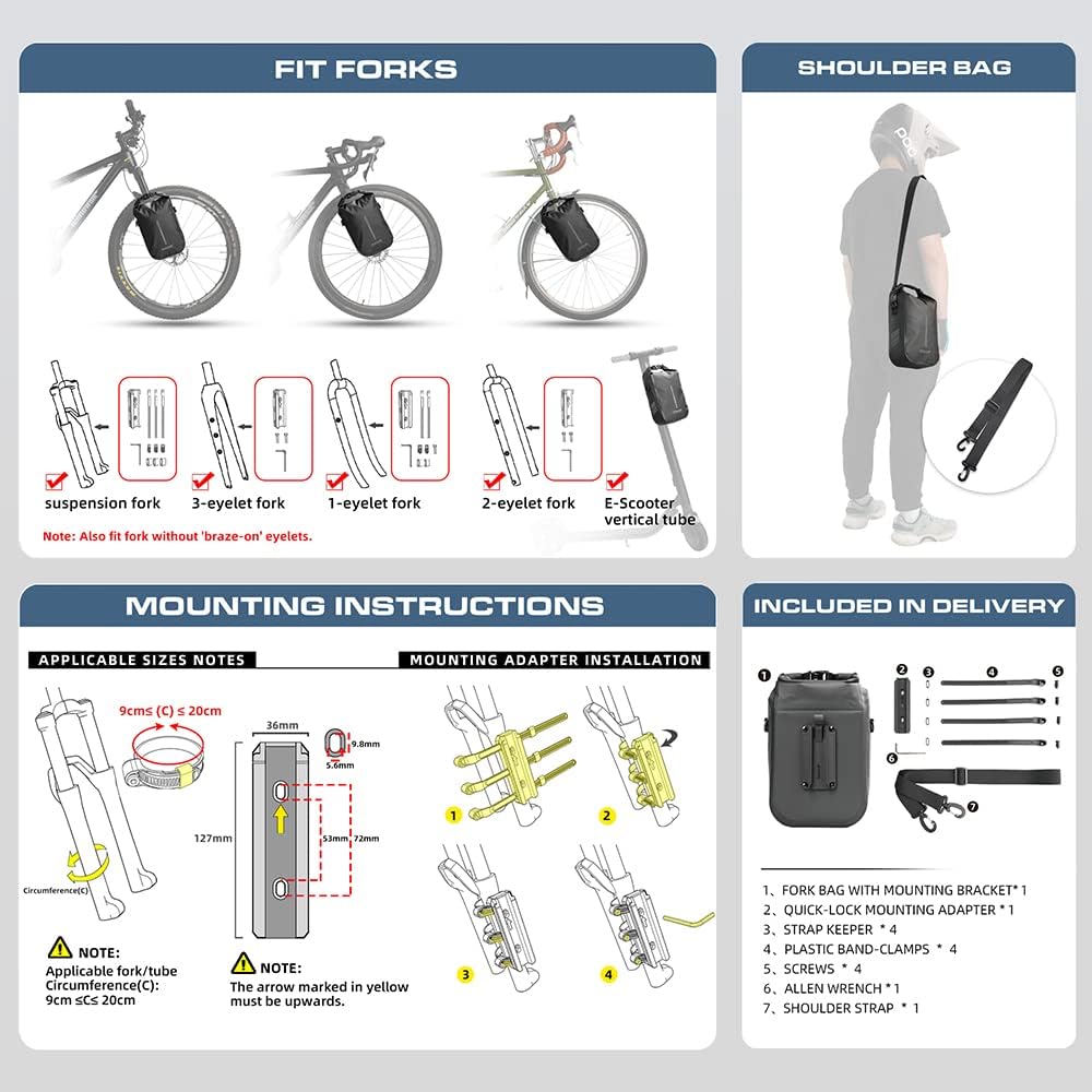 Rhinowalk Fahrradtasche, Gepäckträgertasche, wasserdicht, Fahrradtasche für Gepäckträger, Satteltasc
