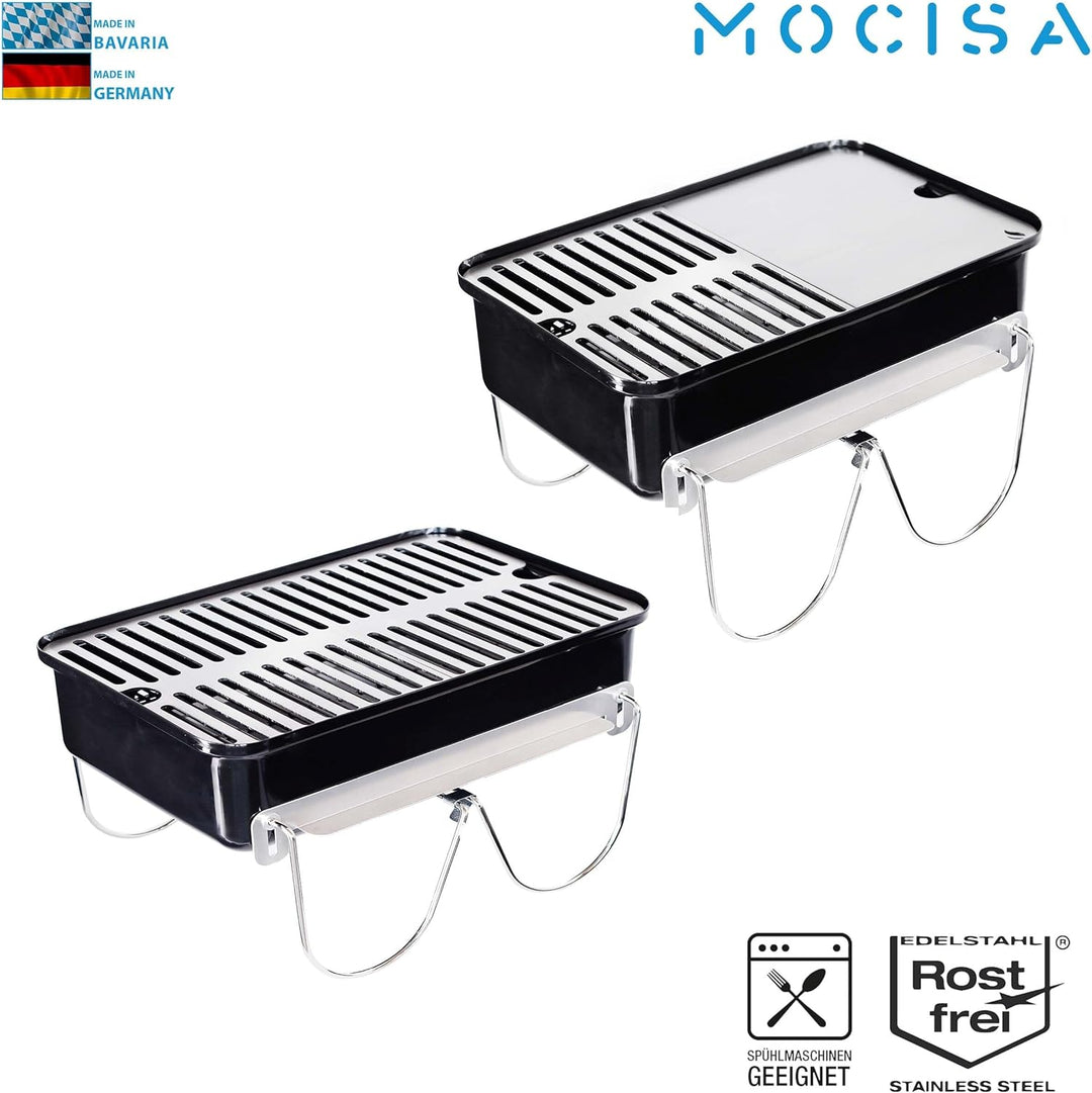 Edelstahl Grillrost und Plancha für Weber Go-Anywhere | spülmaschinenfest | Set aus 2 Hälften 40.7 x