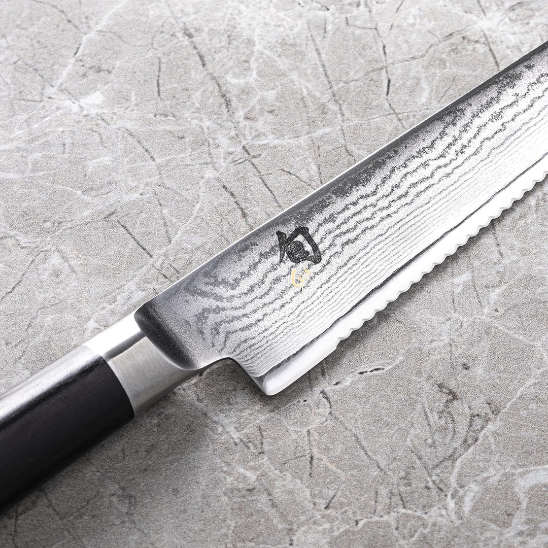 KAI Shun Classic japanisches Allzweckmesser 15 cm Klingenlänge mit Wellenschliff - Damastmesser 32 L