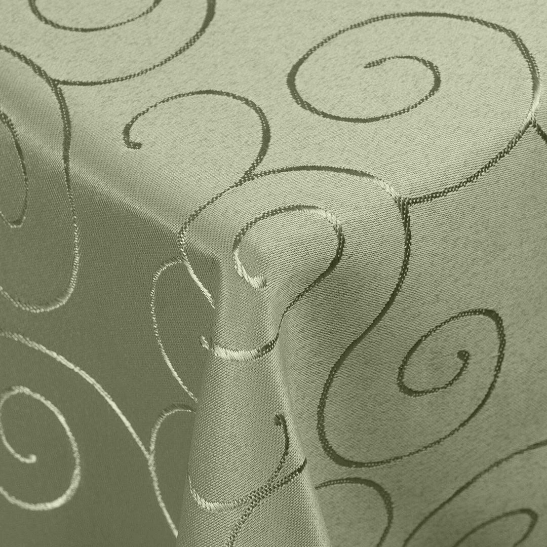 Kringel/Circle Tafeldecke Form, Grösse & Farbe wählbar- Eckig 130 x 340 cm - Hellgrün Damast Tischde