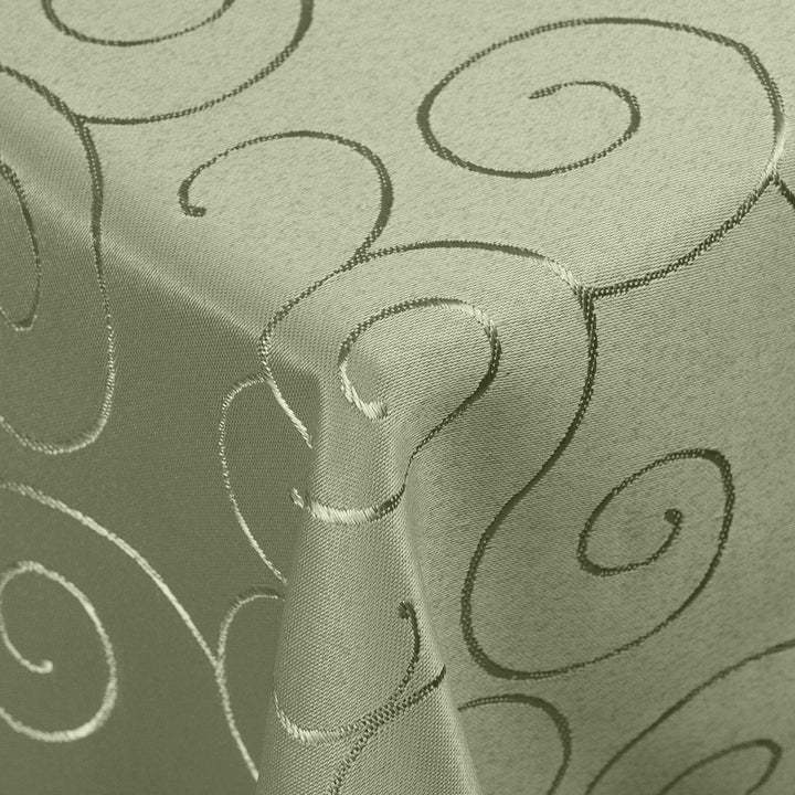 Kringel/Circle Tafeldecke Form, Grösse & Farbe wählbar- Eckig 130 x 340 cm - Hellgrün Damast Tischde