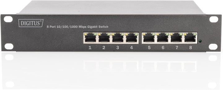 DIGITUS Gigabit Ethernet PoE+ Switch - 10 Zoll - 8 Ports - L2+ Managed - IEEE 802.3at - 80 Watt Powe