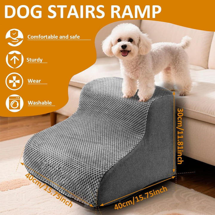 Hunde Treppe Bett 2 Stufen Haustiertreppe 30cm Hoch für Kleine Hunde Hundetreppe mit Waschbarem Bezu