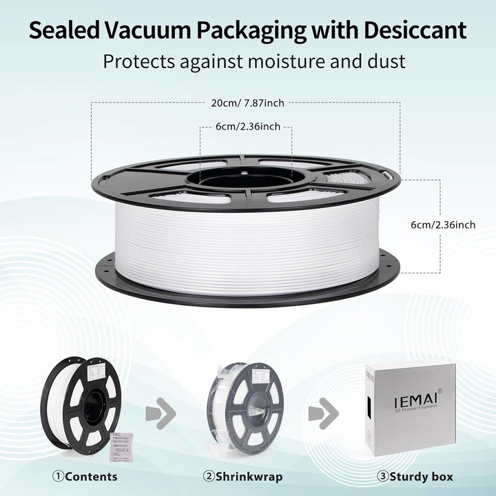 IEMAI PETG Filament 1.75mm 1Kg, Schneeweiss PETG 3D Drucker Filament, Kompatibel mit Bambu Lab, AMS,