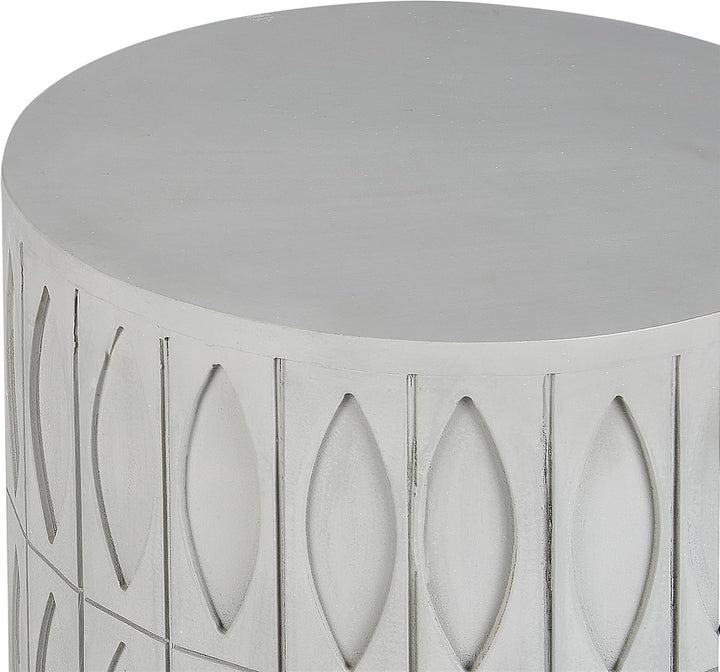 Beistelltisch grau rund ⌀ 45 cm Säulenform Betonoptik mit Muster Modern Deara