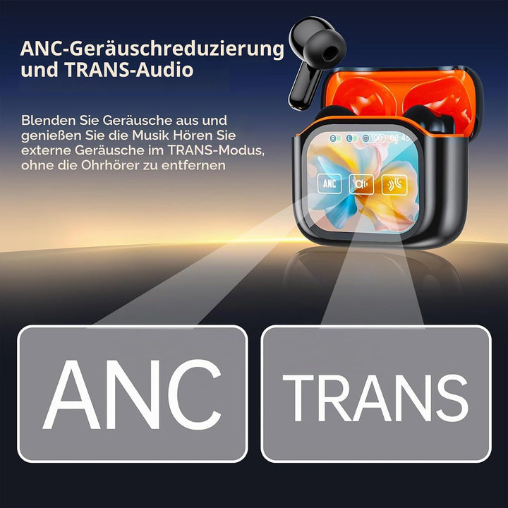 Bluetooth Kopfhörer, In Ear Kopfhörer Kabellos mit Touchscreen, Bluetooth 5.4 HiFi Stereo mit ANC/EN