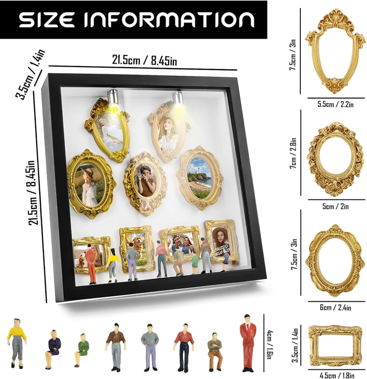 DIY Mini Gold Rahmen Silhouette Box, Upgrade Shadow Box Rahmen Set mit Gold Miniatur Museum, Feiern