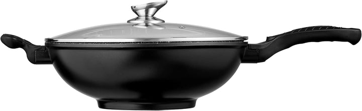 Pradel Excellence 52885M Wok in Stein-Optik mit Glasdeckel, 32 cm