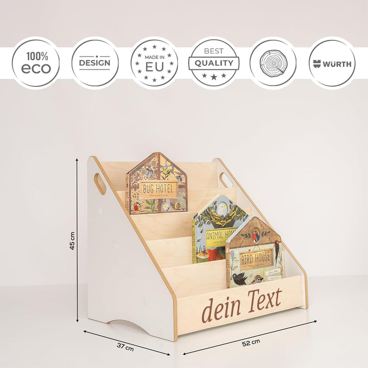 MAMOI® Bücherregal Kinder personalisiert mit Name – Kinderregal, Bücher-Organizer für Kinderzimmer M