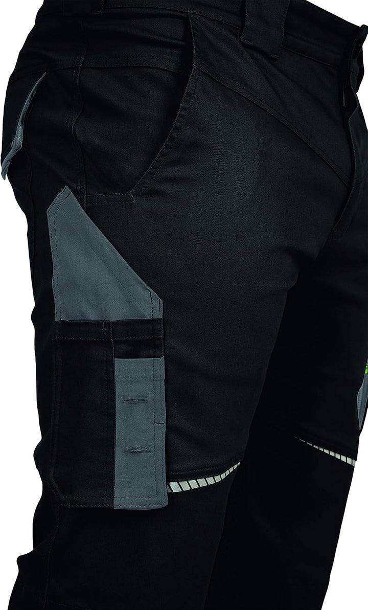 LEIB WÄCHTER Flex-Line Arbeitshose Bundhose Premium grün-schwarz mit Spandex … 58 Schwarz/Grau, 58 S
