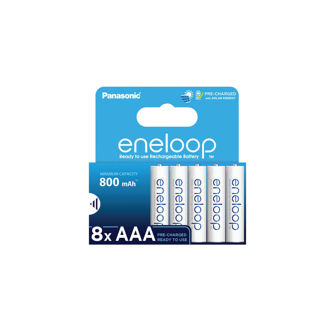 Panasonic eneloop AAA/Micro, 8er-Pack, Ready-to-Use NiMH Akkus, verbesserte Kapazität mit min. 800mA