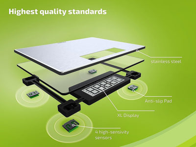 Soehnle Style Sense Safe 300 Personen Digitalwaage mit extragrosser LCD-Anzeige, flache Personenwaag