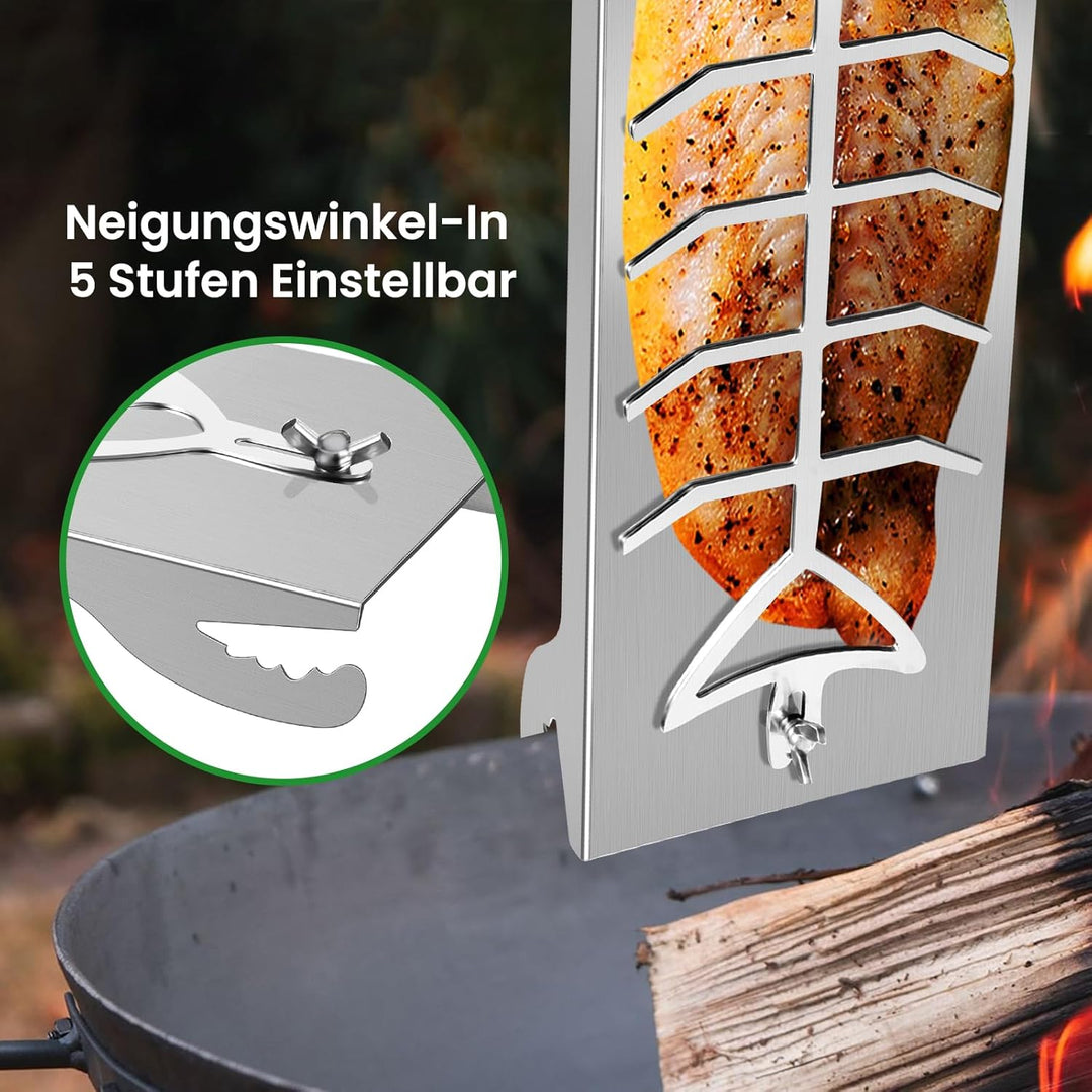 Edelstahl Flammlachshalter für Feuerschalen und Grills mit Wandstärke bis 6mm-5-stufig verstellbares
