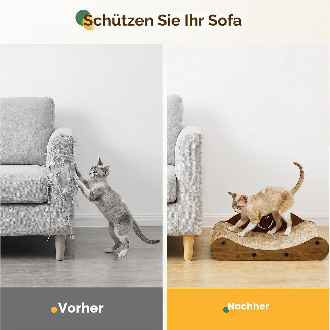 Gimars Kratzbrett Katze 43cm, Sofa-förmiges Katzen Kratzsofa aus Hochdichter Wellpappe, Kratzmatte &