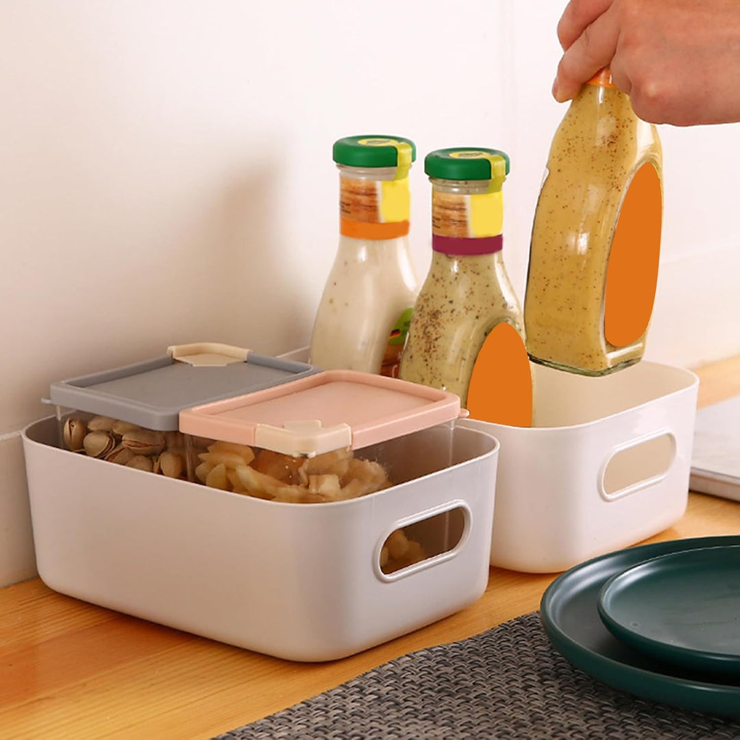 14 Stück Aufbewahrungsbox Kunststoff mit Griffen,21×13×7cm Organizer Küchenschrank,Stapelbar Multifu