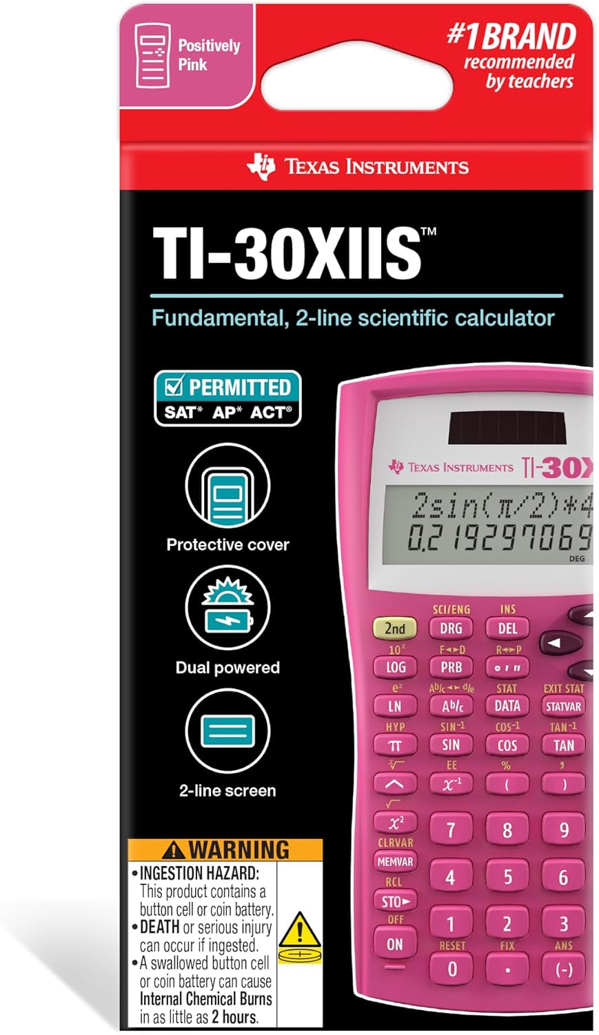 Texas Instruments TI-30X IIS 2-Line Scientific Calculator, Pink by Texas Instruments Pink Single Pac