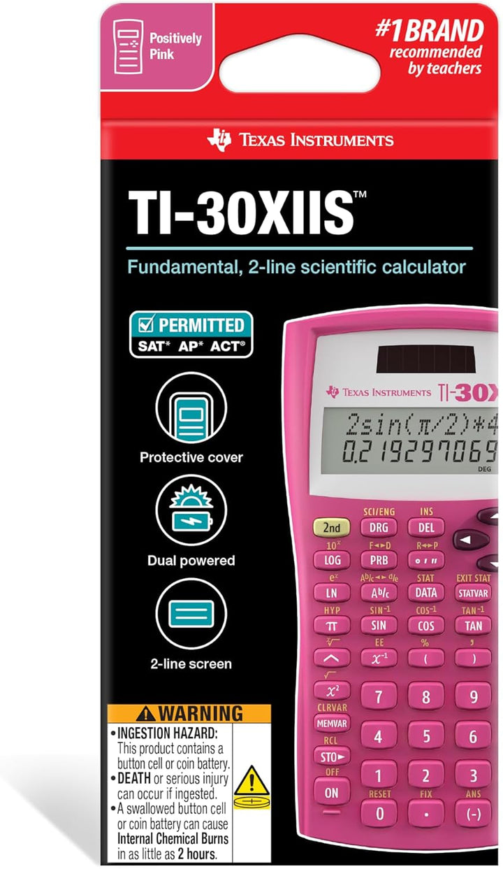 Texas Instruments TI-30X IIS 2-Line Scientific Calculator, Pink by Texas Instruments Pink Single Pac