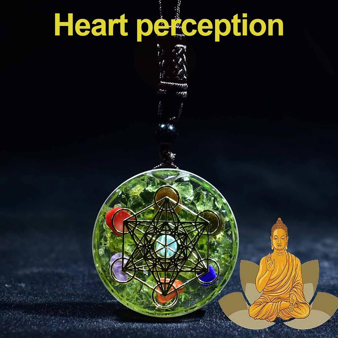 DYFUHO Orgone Metatron Cube Merkaba Anhänger Halskette, Om Kristalle Steine Orgonitanhänger, Orgonit