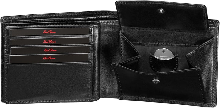 Portemonnaie Geldbörse Herren Red Baron Schwarz Echt Leder RB-WT-006-03