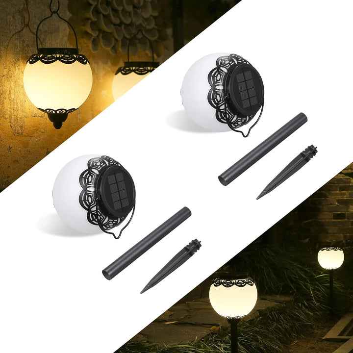 Solarlampen für aussen Garten, 2 Stück Solarlaterne für aussen Kugel IP65 Wasserdicht, Bonsery Solar
