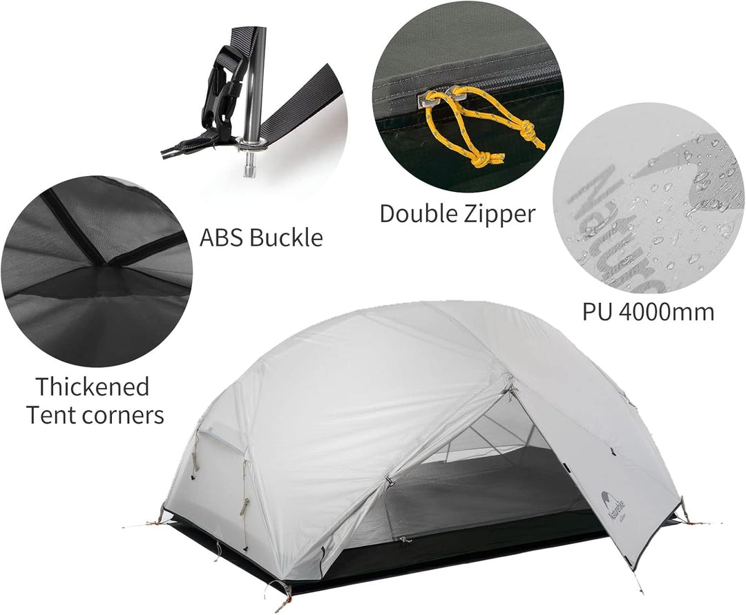 Naturehike Mongar 2 Zelt Campingzelt Ultraleichte Zelt 2 Personen Camping Zelt Rucksackzelte 3-Jahre