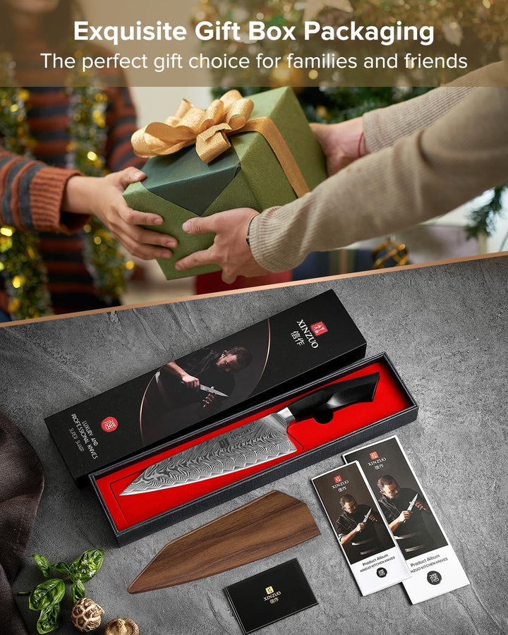 XINZUO Damaststahl Kochmesser, 21.5cm Kiritsuke Chefmesser Profi geschmiedet Gyuto Küchenmesser, Mil