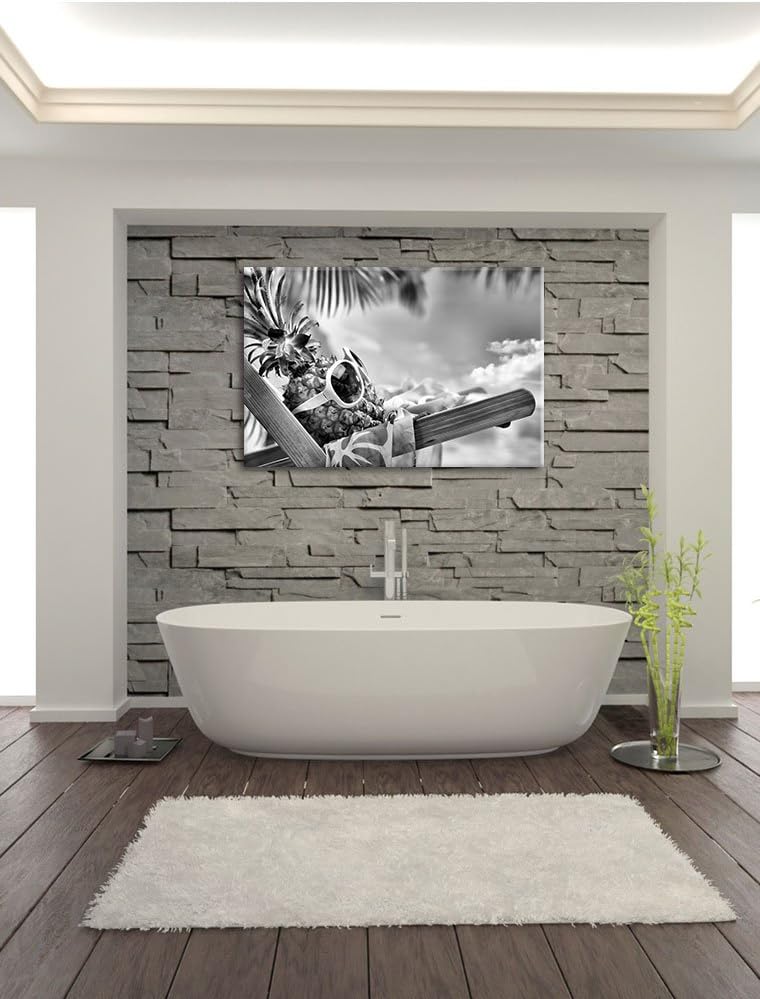 Pixxprint Ananas Macht Urlaub als Leinwandbild/Grösse: 100x70 cm/Wandbild/Kunstdruck/fertig bespannt