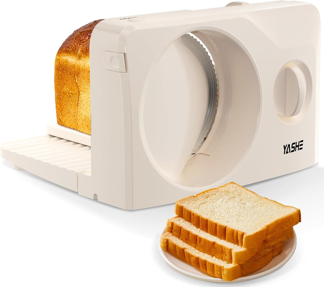 YASHE Elektrischer Faltbarer Allesschneider, 180W Brotschneidemaschine Mit 17 Cm Wellenschliffklinge