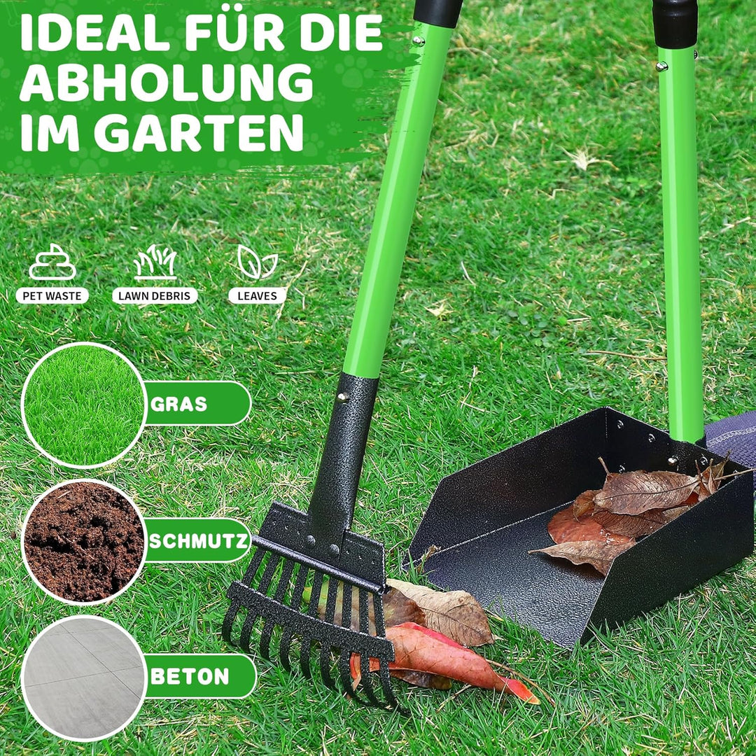 REAPALOT Hundekotschaufel, Robustes Metalltablett und Rechen-Set, Hundekotsammler aus Edelstahl mit