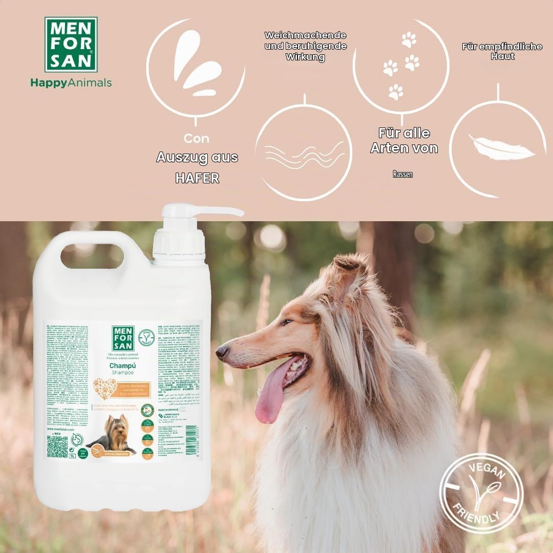 MENFORSAN Shampoo für Hunde Macadamiaöl 5L, Pflegt und glänzt, Entwirrungskraft citrica, citrica