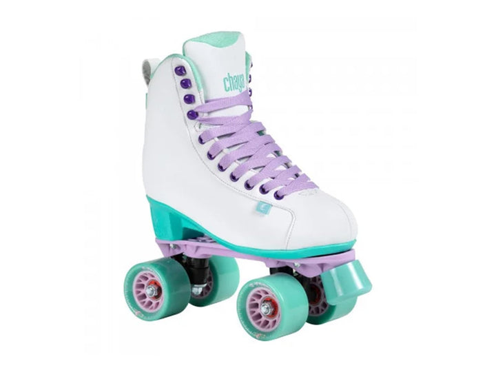 Chaya Roller Skates Melrose White für Damen in Weiss/Grün, 61mm/78A Rollen, ABEC 7 Kugellager, Art.