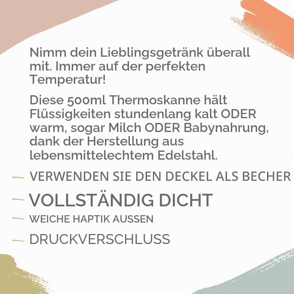 Miniland Thermy Candy 500 ml. Hochwertige Edelstahl-Isolierflasche von hoher Qualität um Flüssigkeit