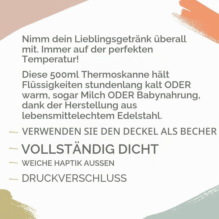 Miniland Thermy Candy 500 ml. Hochwertige Edelstahl-Isolierflasche von hoher Qualität um Flüssigkeit