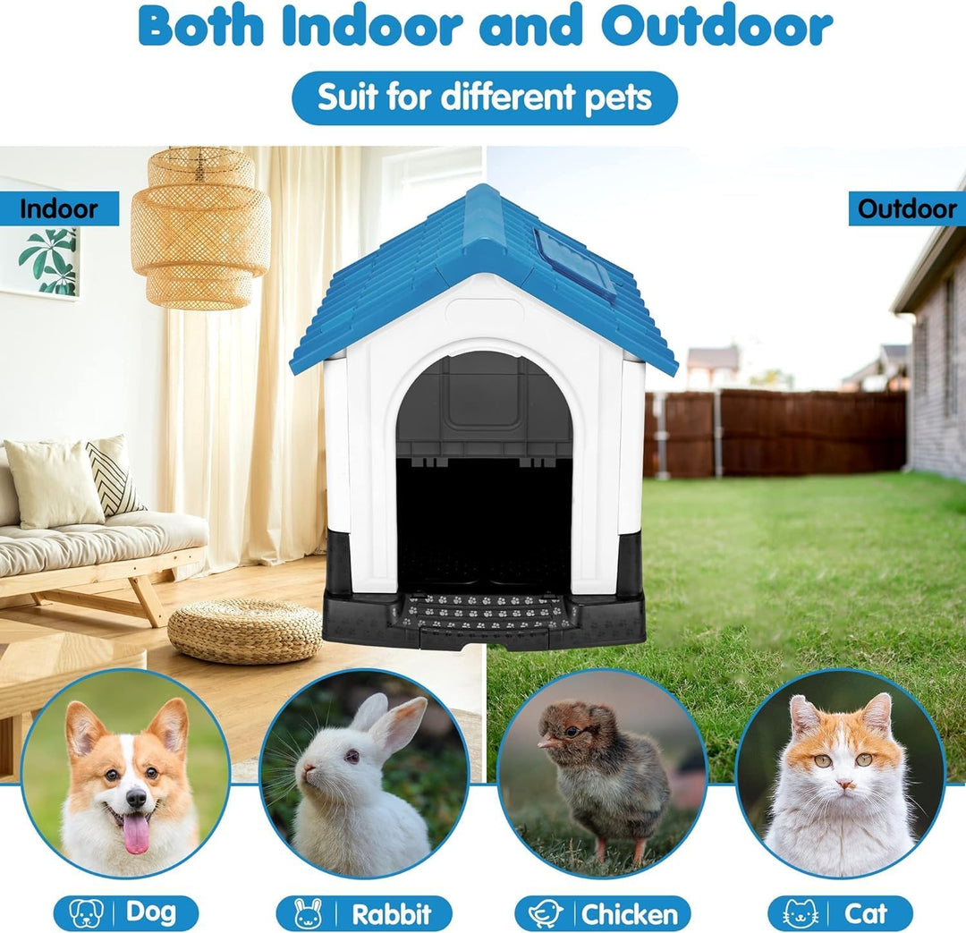 Lanco – Hundehütte für kleine Hunde mit verstellbarem Schiebedach. Innen- und Aussenbereich mit Belü