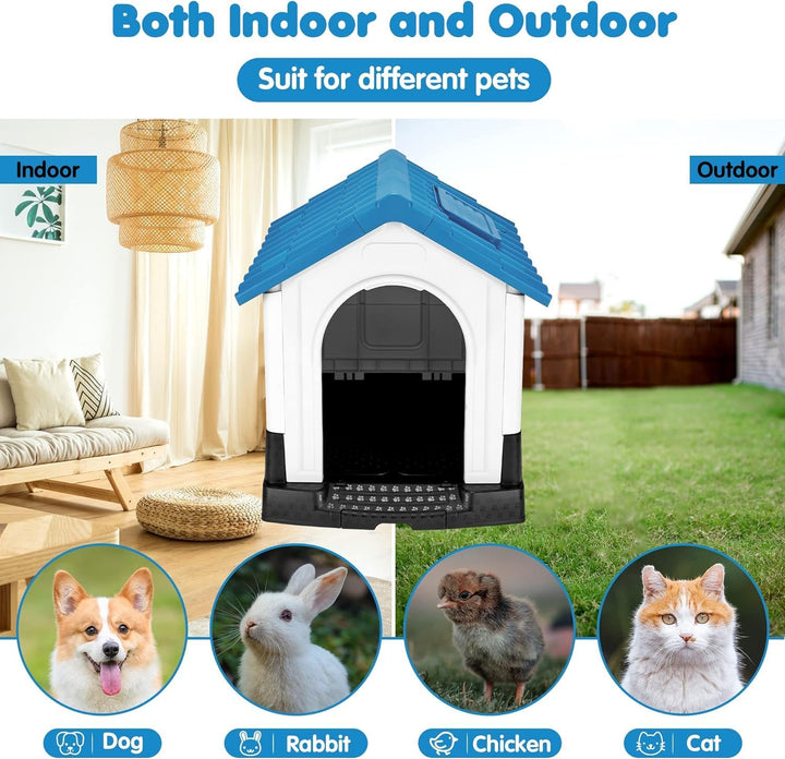 Lanco – Hundehütte für kleine Hunde mit verstellbarem Schiebedach. Innen- und Aussenbereich mit Belü