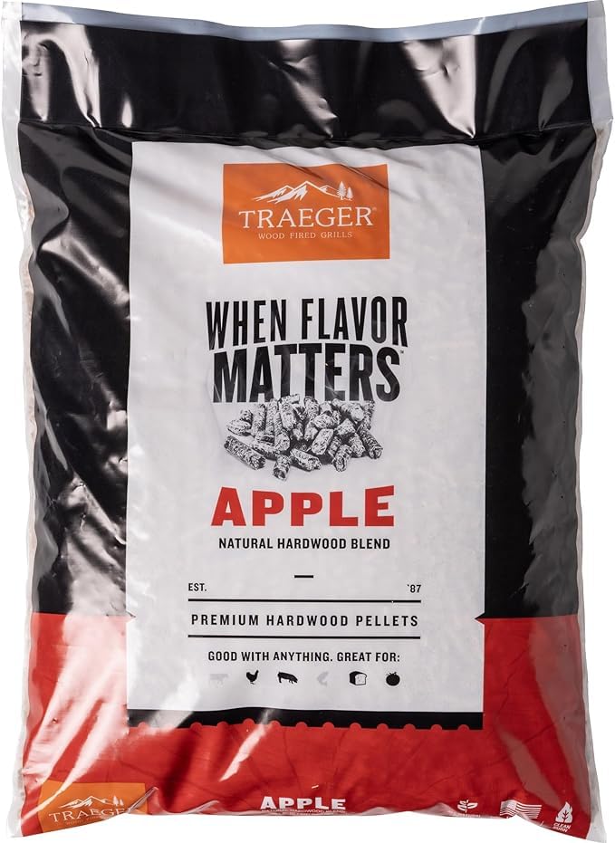 Traeger Grills Apple 100% Naturholzpellets für Smoker und Pelletgrills, BBQ, Backen, Braten und Gril