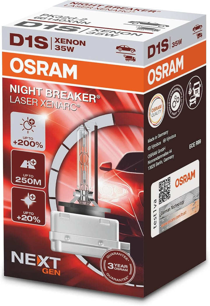 OSRAM XENARC NIGHT BREAKER LASER D1S Next Generation, +200 % mehr Helligkeit, HID Xenon-Scheinwerfer
