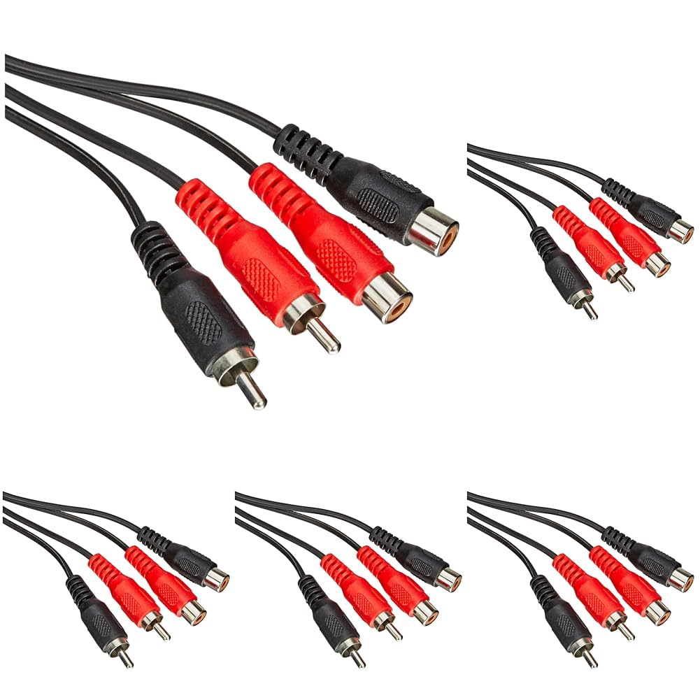 PremiumCord Cinch Kabel 2m, 2X Cinch RCA Stecker auf 2X Cinch RCA Buchse, Audio Verlängerungskabel,