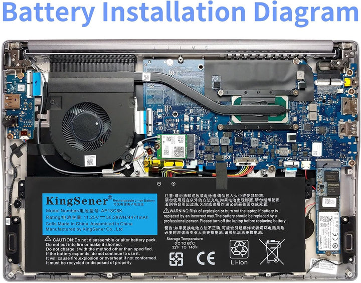 KingSener AP18C8K Laptop Akku für Acer Aspire 5 A514-52 A514-52-58U3 Chromebook 314 C933 Swift 3 SF3