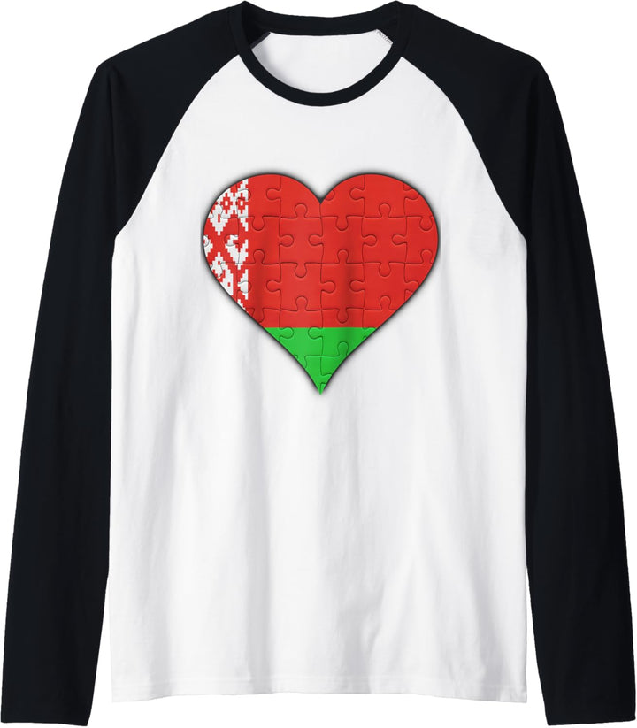 Weissrussland Weissrussische Flagge Herz Raglan