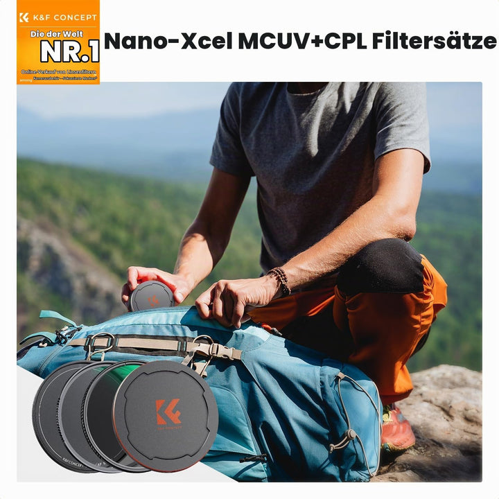 K&amp;F Concept Filter Set,Nano X-Serie Polfilter(CPL Filter),MCUV Filter,2 Objektivdeckel&amp; Aufbewahrung
