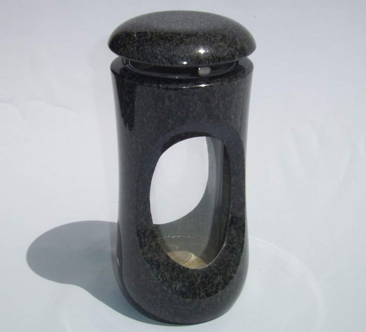 designgrab Design small Grablampe mit Vase und 2 Stück Sockel aus Granit Nero Impala/Astor anthrazit