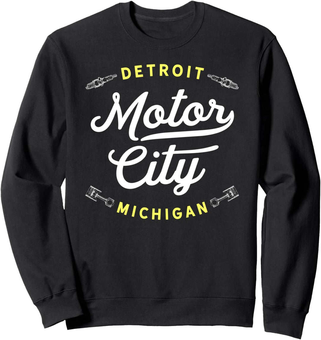 Iconic Motor City Detroit Michigan Throwback USA Novelty Sweatshirt