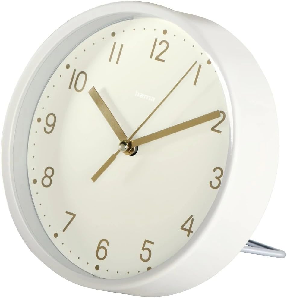 Hama Tischuhr (Uhr ohne Tickgeräusche, analog, kleine Standuhr, dezentes, modernes Design, Quarzuhr