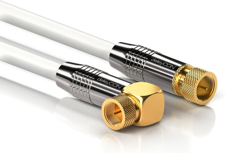 deleyCON 10m SAT Antennenkabel Satellitenkabel Koaxialkabel - HDTV Full HD - F-Stecker 90° Grad Gewi