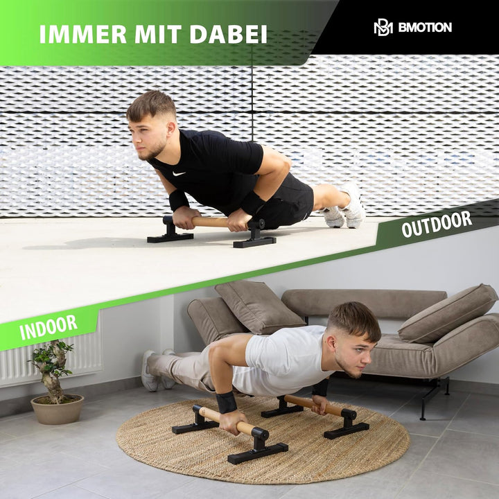 Müller & Blum Premium low Parallettes Holz inkl. Handgelenksbandagen, nachhaltige & rutschfeste Lieg