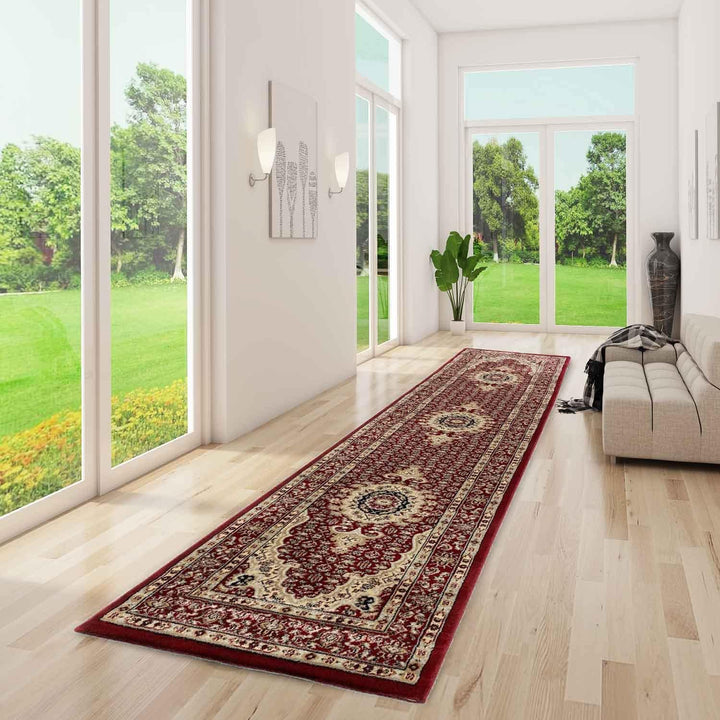 VIMODA Klassisch Orient Teppich dicht gewebt in Dunkel Rot, Masse:80 x 150 cm 80 x 150 cm Rot, 80 x
