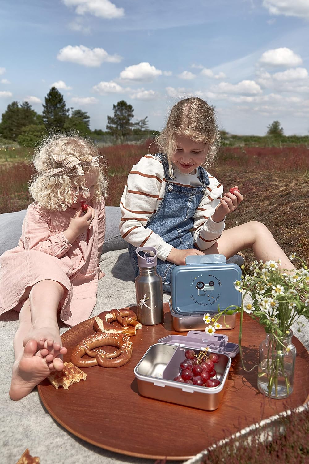 LÄSSIG Kinder Brotdose Edelstahl Lunchbox Frühstücksbox Nachhaltig Kindergarten Schule/Adventure Tra