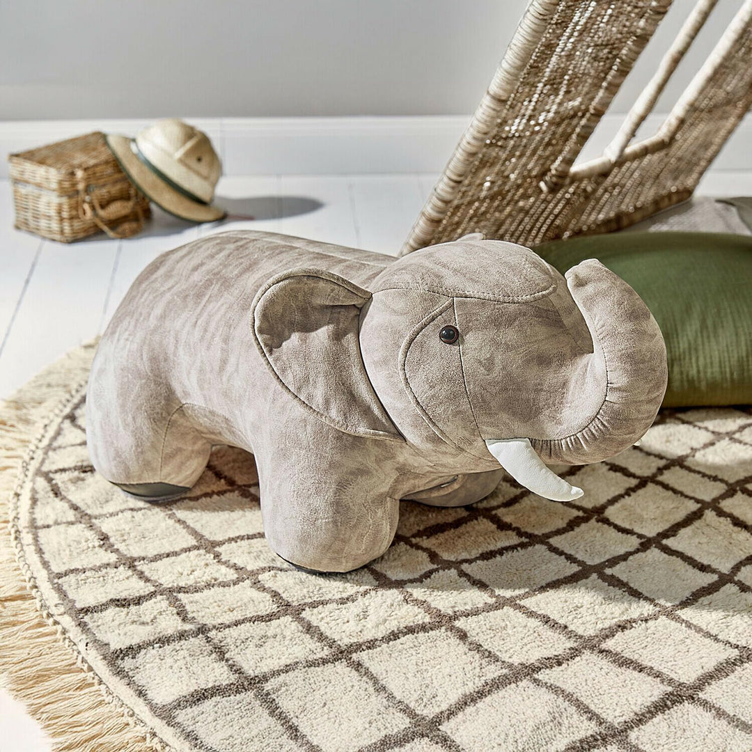 Loberon Sitztier Bellyboo, grau/Creme | Weich Gepolstert - Charmantes Elefanten-Design - Sitzgelegen