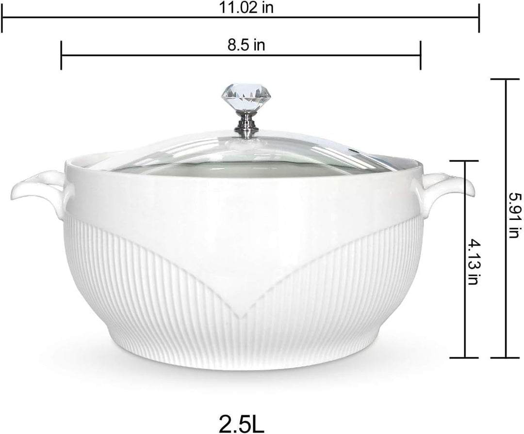 Keramik-Suppenterrine mit Deckel, 2.5 L grosses Fassungsvermögen, Suppenschalen mit Henkel für Suppe